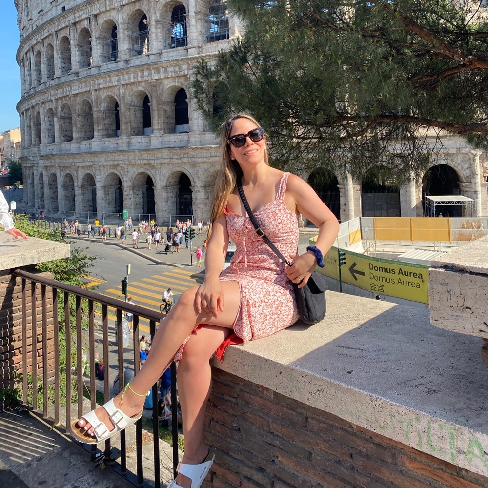 Red Floral midi dress (Abercrombie)